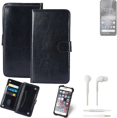 Produktbild von K-S-Trade 360° Hülle kompatibel mit Gigaset GS290 inkl. Headphones schwarz Kunstleder Case BookCase WalletCase Kunstlederederhülle Handyhülle,