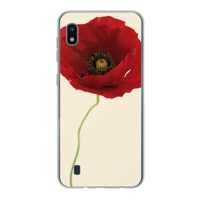Produktbild von MuchoWow® Handyhülle Schutzhülle Hülle für Samsung Galaxy A10 Nahaufnahme einer roten Mohnblume Silikon Softcase Handy Hülle - Schutzhülle