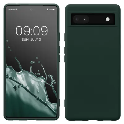 Produktbild von kwmobile Hülle kompatibel mit Google Pixel 6a Hülle - gummierte TPU Silikon Handyhülle - Schutzhülle für kabelloses Laden - Case in Moosgrün