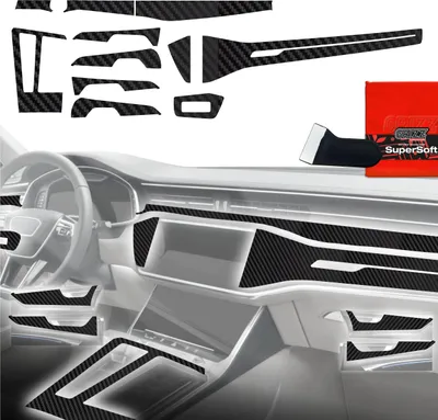 Produktbild von 11in1 Schutzfolien für Mittelkonsole & Armaturenbrett - Audi A6 C8 (2018-2024) Carbon Optik Matt Antifingerprint Grizz Protector
