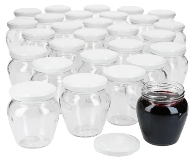 Zdjęcie produktu dla zestaw 75 słoików na dżem 212 ml z odkręcanymi pokrywkami TO63 białe słoiki do przetworów miód dżem galaretka