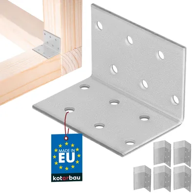 Immagine prodotto di KOTARBAU® Set di 50 connettori angolari 40 x 40 x 60 con angolo di costruzione in acciaio Fori di montaggio Connettori per mobili Connettori per legno zincati e resistenti Angolo di montaggio