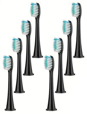 Produktbild von Elektrischer Zahnbürstenkopf, austauschbarer elektrischer Schallzahnbürstenkopf, geeignet für die elektrische Schallbürste von Philips Sonicare.Farbe:Schwarz 8 Stück