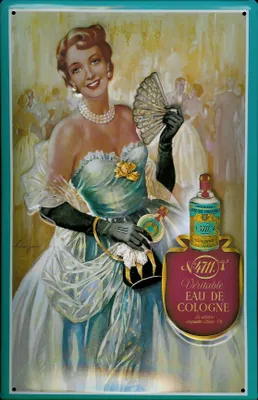 Produktbild von Blechschild 4711 Ball Dame Eau de Cologne Parfum Kosmetik kölnisch Wasser Schild Werbeschild Nostalg