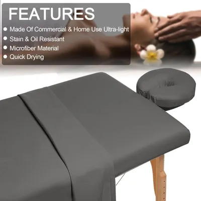 Image de Elzusha - Ensemble de housses en microfibre pour table de massage, 3 pièces, gris foncé