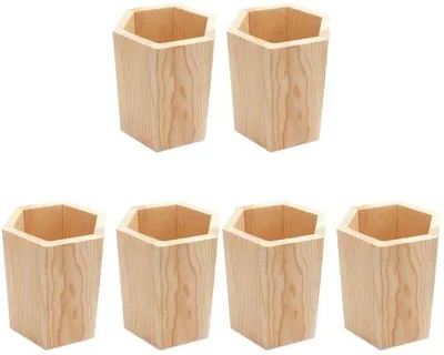 Obrázok produktu pre Drevený stojan na ceruzky, 6-dielny, stolný organizér, stolný kvetináč, kvetináč, mini stojan na ceruzky, stojan na ceruzky na stôl, drevený stojan na ceruzky