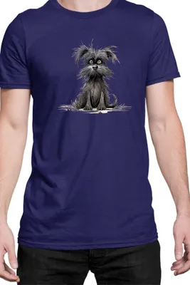 Obrázok produktu pre Mužské Tričko Funny Dogs Breeds Affenpinscher Dog Breed, Man M / Tmavomodrá