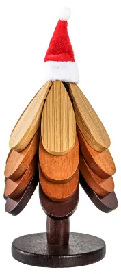 Produktbild von Weihnachtsbaum-Untersetzer-Set, hitzebeständige Holzuntersetzer mit Ständer, festlicher Tischschutz für heiße Speisen und Weihnachtsdekoration