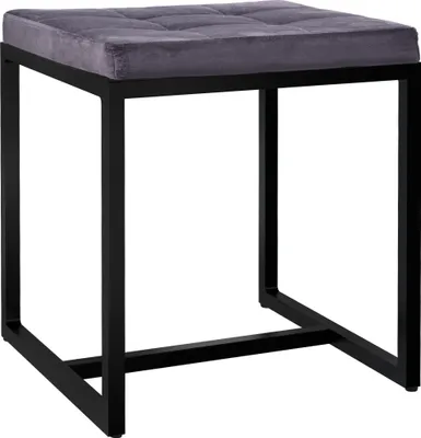 Produktbild von Sitzhocker Barci mit schwarzem Gestell, Farbe:Dunkelgrau, Grundmaterial:Samt