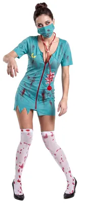 Immagine prodotto di Costume da infermiera zombie da donna costume horror turchese - S