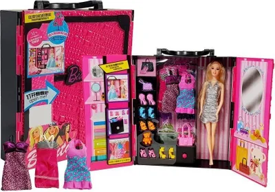 Produktbild von Mode Garderobe Für Puppen Koffer Rosa