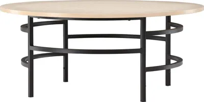 Productafbeelding van FURNLUX salontafel, model Kopenhagen, eikenhout en zwart, 100 cm / Hoofdkleur: Beige / Afmetingen: 100 x 100 x 43 cm