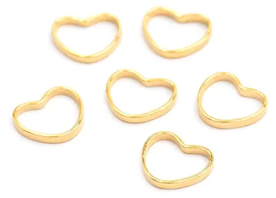 Produktbild von Vintageparts Verbinder Herz Messing 24k Gold 7,5 mm, 6 Stück