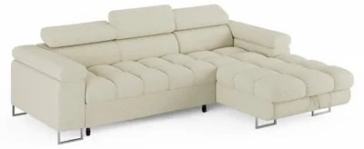 Produktbild von ECKSOFA CLOUD Rechts Creme L-Form Bouclé-Stoff mit Schlaffunktion und Bettkasten