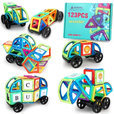 Zdjęcie produktu dla Magnetyczne klocki, 123 elementy. Magnetyczne klocki, magnesy, zabawki dla dzieci. 123 sztuki