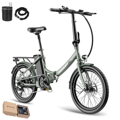 Produktbild von Faltrad mit Pedelec-Antrieb 20 Zoll 250W Shimano 7-Gang 36V 20Ah Akku 150km Reichweite IPX5, Grün