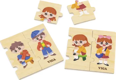 Obrázok produktu pre VIGA Drevené vzdelávacie puzzle Detské puzzle na obliekanie