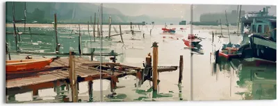 Produktbild von Bild auf Leinwand - Leinwandbild - Boot Ufer Brücke - 150x50cm - Wand Bild - Wanddeko - Wandbilder - Leinwanddruck - Bilder - Kunstdruck - Wanddekoration - Leinwand bilder - Wandkunst - CA150x50-3829