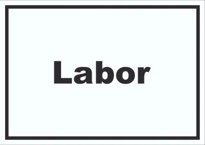 Produktbild von Labor Schild mit Text Lab untersuchen forschen waagerecht A6 Rückseite selbstklebend