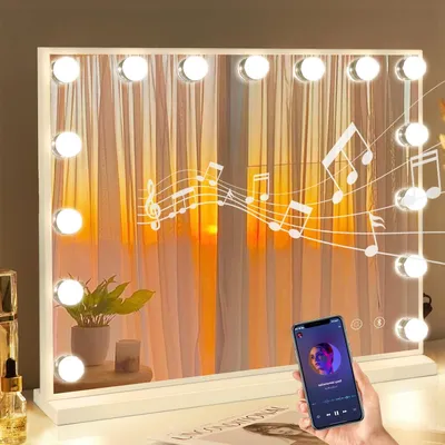 Make-up Spiegel mit LED, Bluetooth, 58x46 cm, Touch-Steuerung