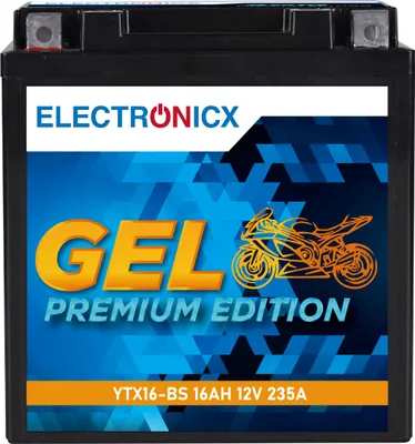 Produktbild von Electronicx YTX16-BS GEL Motorradbatterie 12V 16Ah 235A/EN - Hochleistungs-Gel Batterie, wartungsfrei & auslaufsicher ▶ Premium Batterie 12V Wartungsfrei  Versand DE