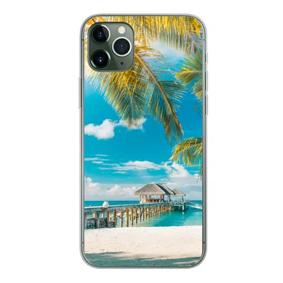 Produktbild von MuchoWow® Handyhülle Schutzhülle Hülle für iPhone 11 Pro Max Tropisch - Strand - Palme Silikon Softcase Handy Hülle - Schutz
