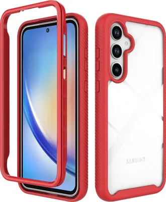 Produktbild von Galaxy A35 Hülle, Hybrid Transparente Rückseite TPU Bumper Stoßfest Schutzhülle für Samsung Galaxy A35 Rot