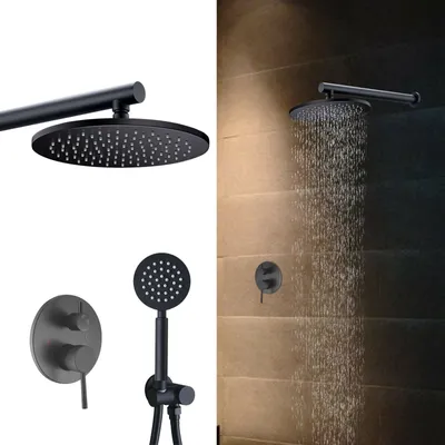 Obrázek produktu pro 10'' sprchová souprava Sprchová souprava s termostatem Sprchová tyč Dešťová sprchová souprava Sprchová hlavice Vodopád s ruční sprchovou hadicí a ventilem Černá barva