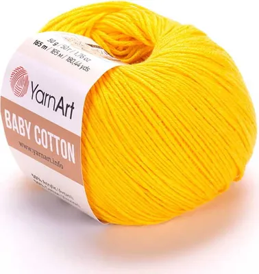 Produktbild von YarnArt Baby Baumwolle Wolle 50g, 165m, Sonnengelb, Baumwolle-Acryl-Mix