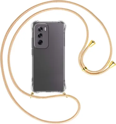 Produktbild von Handykette Backcover-Schutzhülle mit Band (Metall goldfarben) für OPPO Reno 12 5G - Goldkordel