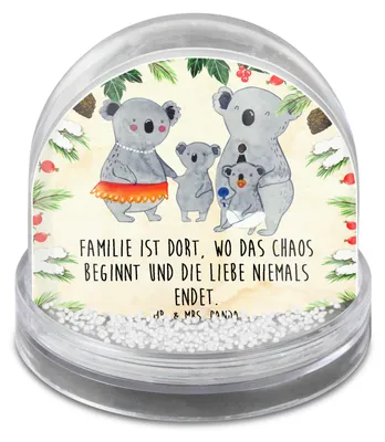Produktbild von Mr. & Mrs. Panda Schneekugel Weihnachten Koala Familie - Naturpapier - Geschenk, wasserkugel, Muttertag, schnee kugel, Papa, Kinder, dekoartikel, Koalas, Weihnachts