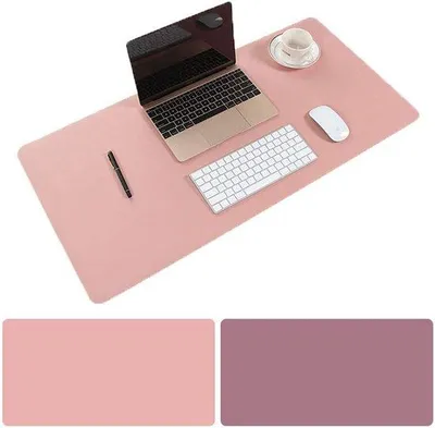 Image de Sous-main, tapis de souris double face en cuirPolyuréthaneimperméable, 60 x 30 cm, antidérapant, coloré, bicolore, noir + rouge