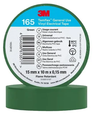 Produktbild von 3M Temflex 15mmx10m Grün 165GR1E Vinyl-Isolierband 0,15mm 7100184726