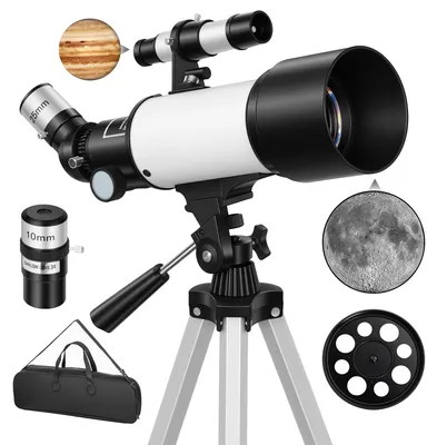 Zdjęcie produktu dla Teleskop Outsunny dla początkujących astronomów – dorośli, średnica obiektywu 70 mm, kolor biały