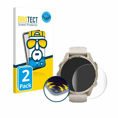Produktbild von 2x BROTECT Fullscreen Schutzfolie für Garmin Fenix 8 (43 mm) Displayschutz Folie Fullcover Klar Transparent