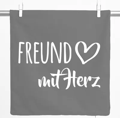 Produktbild von Huuraa Kissenbezug Freund mit Herz 40x40cm Steel Grey Baumwolle Dekokissenbezug Geschenkidee
