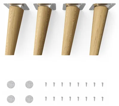 Produktbild von 4x sossai Holzfüße rund - schräge Ausführung 15cm Eiche