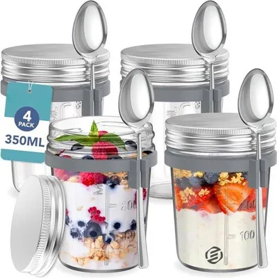 Zdjęcie produktu dla Zestaw płatków owsianych – 6 sztuk – zestaw szklanych pojemników – śniadanie