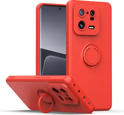 Produktbild von Xiaomi 13 Pro Handyhülle, Ring Halter Ständer Kratzfeste Weiche Silikon schutzhülle für Xiaomi 13 Pro Rot