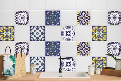 Produktbild von 24 Stück Magic Stick Aufkleber Küchen Wandfliesen Fliesenaufkleber Talaveric-Kollektion 10 x 10 cm