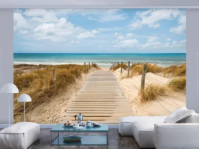 Produktbild von Vlies Fototapete 350x256 cm Tapeten Wandtapete XXL Landschaft Natur Meer Strand blau beige c-A-0054-a-c