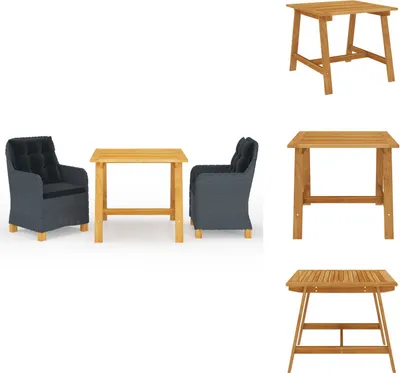 Imagen del producto de vidaXL Juego de mesa y sillas de jardín, 3 piezas, color gris oscuro - Conjuntos de muebles de jardín