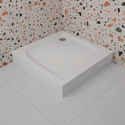 Image de ECOLAM Receveur de douche carré Oskar 80x80 cm | Hauteur: 16 cm | Profondeur: 4 cm | siphon+ silicone