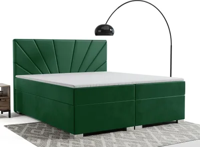 Produktbild von FurMeb24 - Boxspringbett , Ehebett  160x200cm AMADI Hotelbett , Polsterbett , Doppelbett , inklusive Topper Farbe : Velutto 10