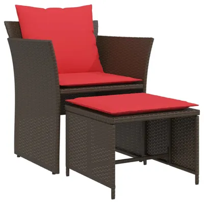 Immagine prodotto di Sedia da Giardino con Poggiapiedi in Polyrattan Marrone