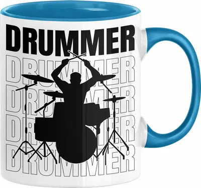 Produktbild von Drummer Schlagzeug-Spieler Geschenk Tasse Geschenkidee Kaffee-Becher Schlagzeuger (Blau)