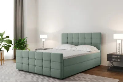 Produktbild von Boxspringbett Schlafzimmerbett SENON 180x200cm Stoff Mint inkl. Bettkasten