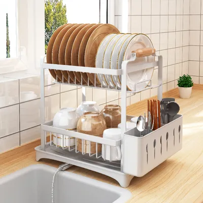 Produktbild von Abtropfgestell Geschirrstaender Abtropfständer Geschirrkorb Dish Drying Rack Dish Drainer 42x26.5x38cm Weiß