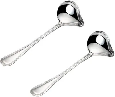 Image de Couverts en acier inoxydable (2 pièces) comprenant une cuillère à sauce et une cuillère à soupe avec bec verseur