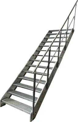 Immagine prodotto di Scala a chiocciola in acciaio con gradini in griglia metallica 14 gradini Ringhiera destra - Zincata - (L x A x P) 80 x 266 x 272 cm